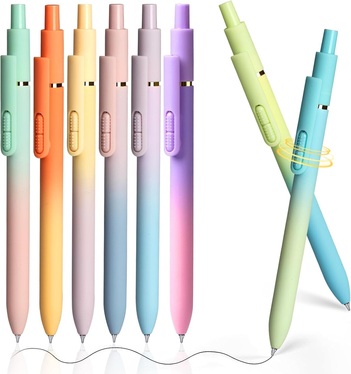 8pc Gel Pens 0.7mm Black Ink Medium Tip - Fast-Dry, No Bleed, Gradient Colors for Office & School